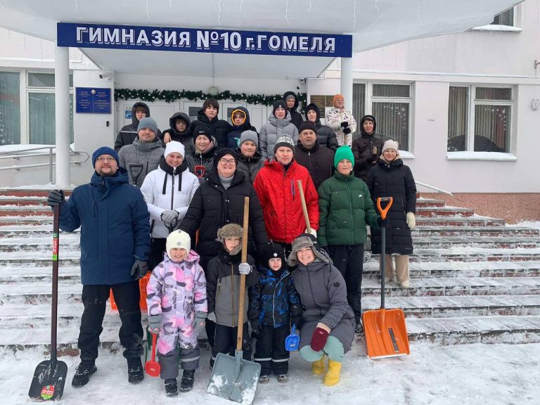 В гимназии проходит субботник по уборке снега!